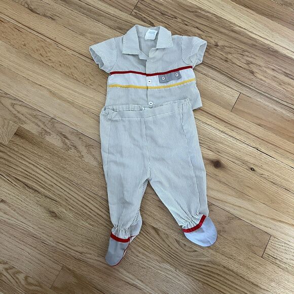 Vintage Baby Boy Clothes Lot of 11 0-6 Month pants one-piece shirt sweater vest - Picture 8 of 12